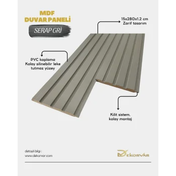 Serap Gri Tetra Mdf Lambri Duvar Paneli 15cmx280cm
