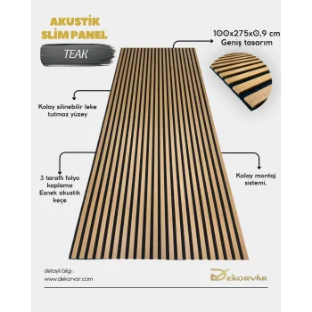 Teak Slim Duvar Kaplama Paneli 100cmx275cm