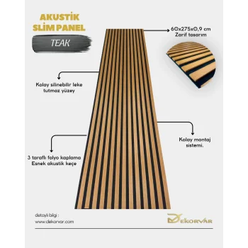 Teak Slim Duvar Kaplama Paneli 60cmx275cm