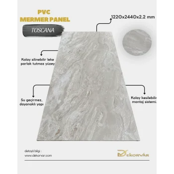 Toscana Mermer Desenli Pvc Duvar Paneli 1220x2440x2.2