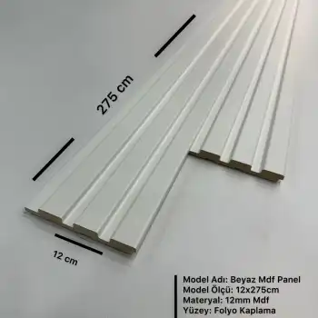 Beyaz Mdf Duvar Lambri Panel 12cmx275cm (12mm)