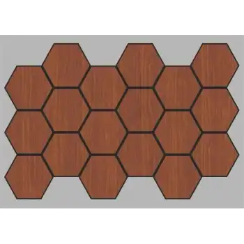 Jr.Hexagon Akustik Duvar Paneli Ceviz 55x87 cm