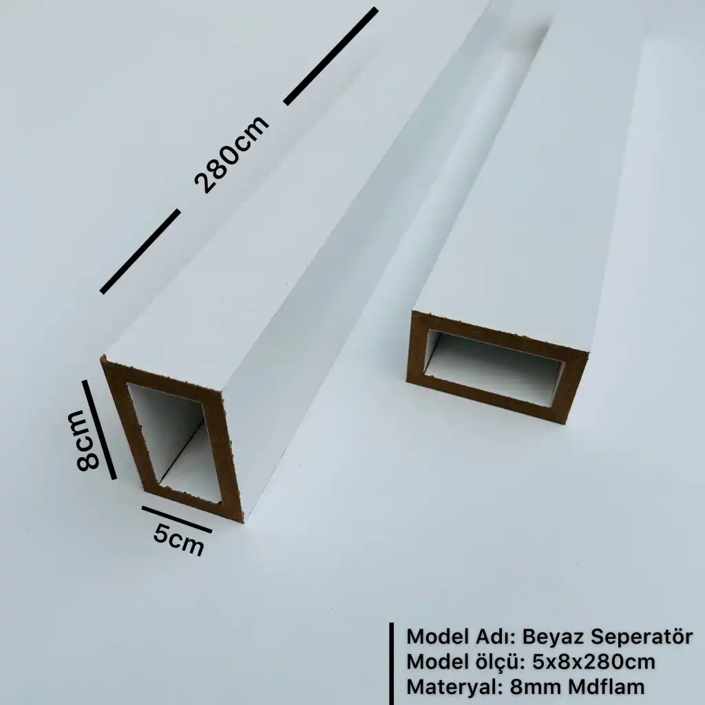 Beyaz Seperatör Bölme Profili 5cmx8cmx280cm
