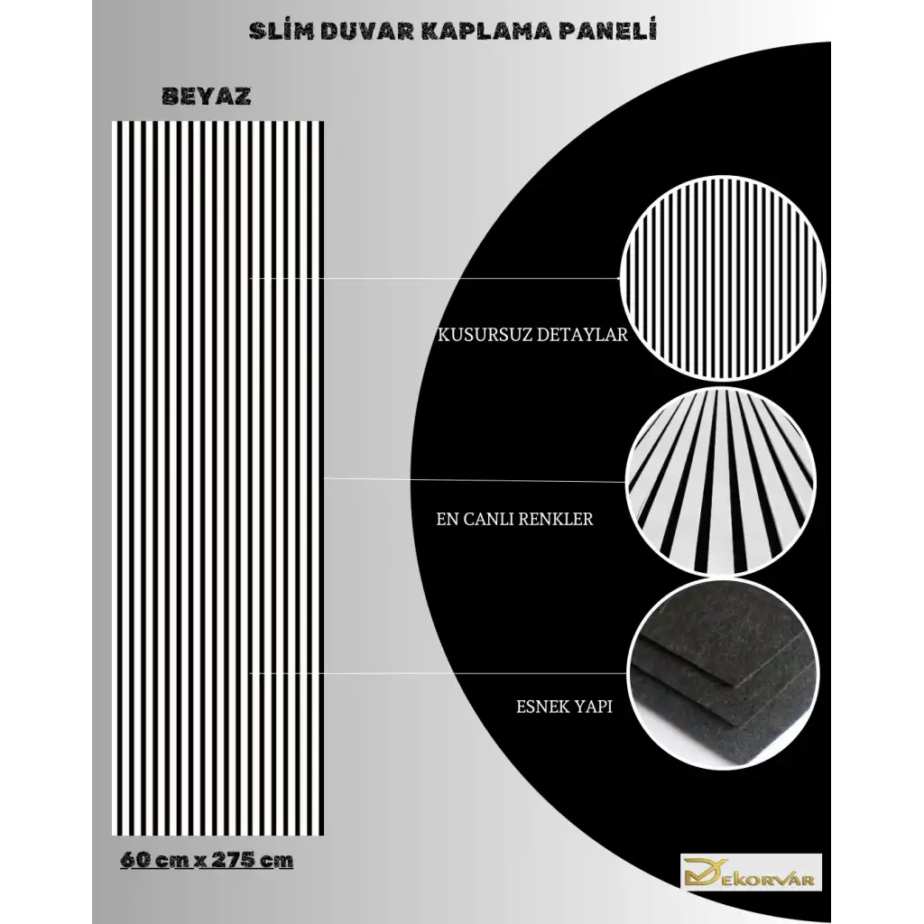 Beyaz Slim Duvar Kaplama Paneli 60cmx275cm