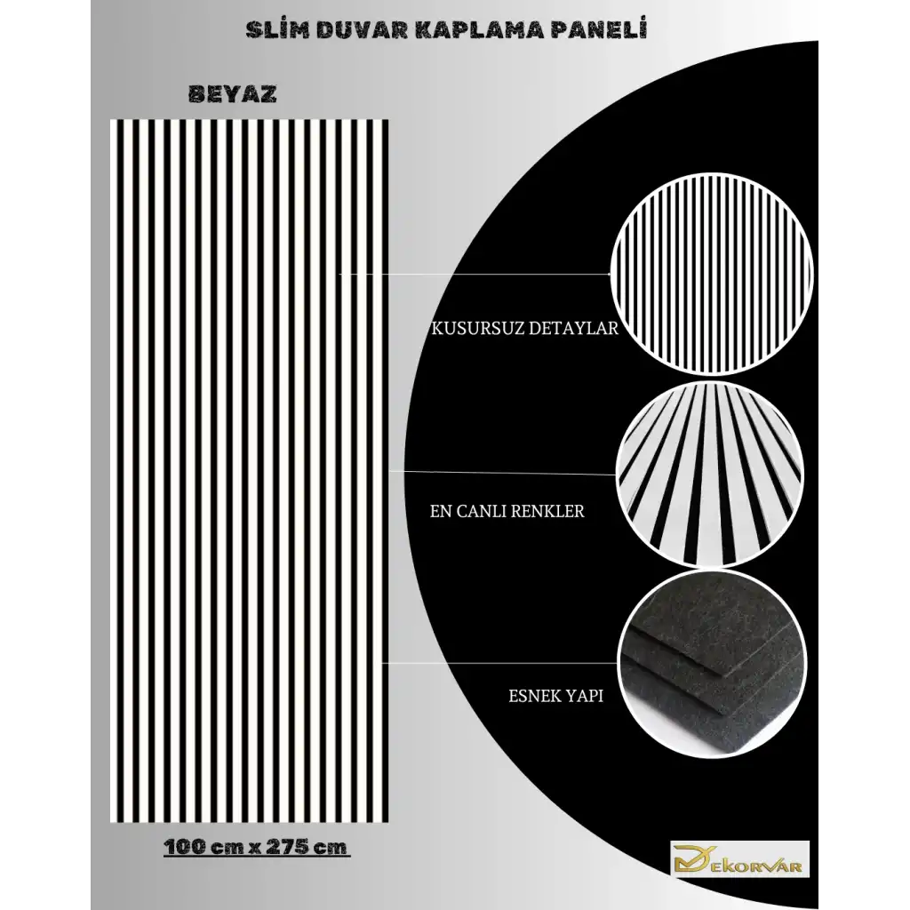 Beyaz Slim Duvar Kaplama Paneli 100cmx280cm