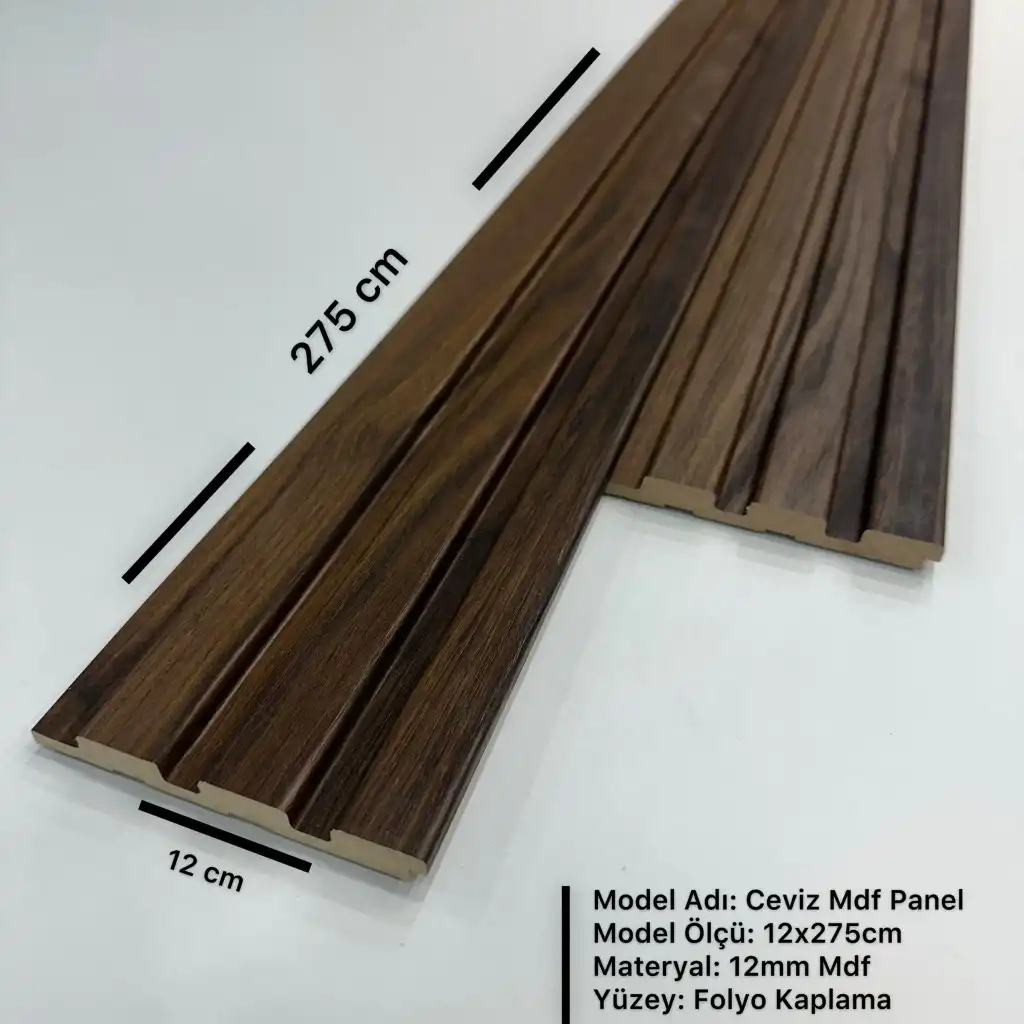 Ceviz Mdf Duvar Lambri Panel 12cmx275cm (12mm)