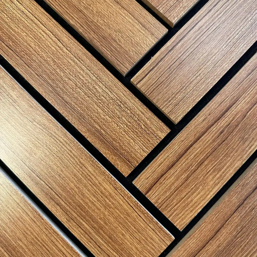 Teak Mozaik Akustik Duvar Paneli 56cmx76cm