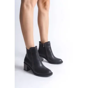 LARISSA Fermuarlı Ortopedik Taban TopukluKadın Bot  CST - Siyah