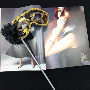 Lüks Taşlı Saplı Maskeli Balo Maskesi Siyah Renk 35 cm