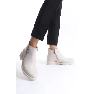 MARGARET Fermuarlı Ortopedik Taban TopukluKadın Bot  CKT - Krem