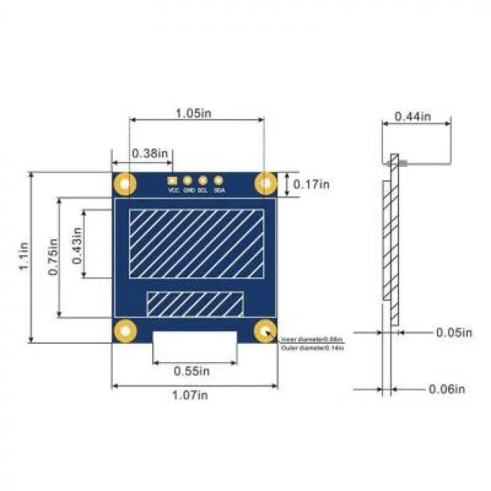 0.96 128x64 Oled Grafik Lcd Ekran - Mavi