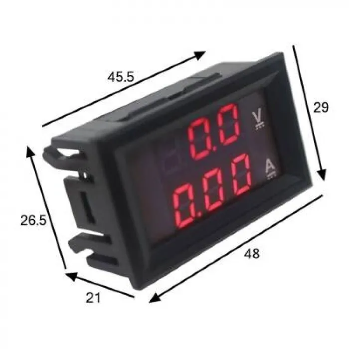 DC 100V 10A Voltmetre - Ampermetre Panel Tipi
