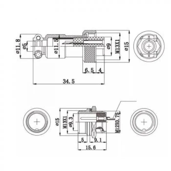 Mike Konnektör 6-Pin 12mm - Dişi