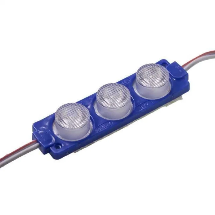 3W Mercekli Modül 3lü Led - Mavi 12V
