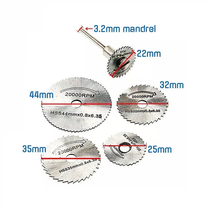 6 Parça Mini Daire Testere Bıçağı 22-44mm