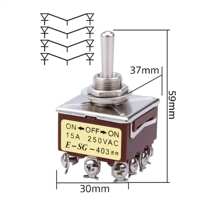 E-SG-403 ON-OFF-ON 12-Pin Toggle Switch