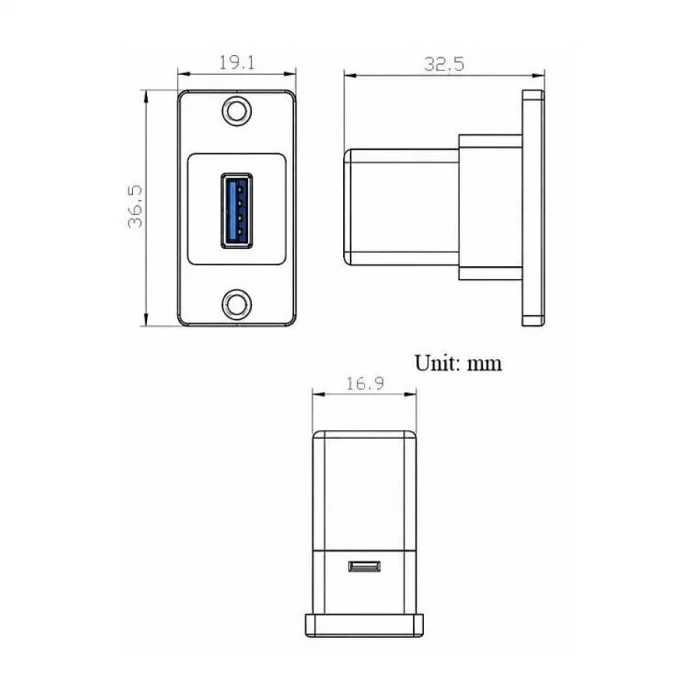 USB 3.0 Dişi Panel Tipi Konnektör - SUSB3.0-C