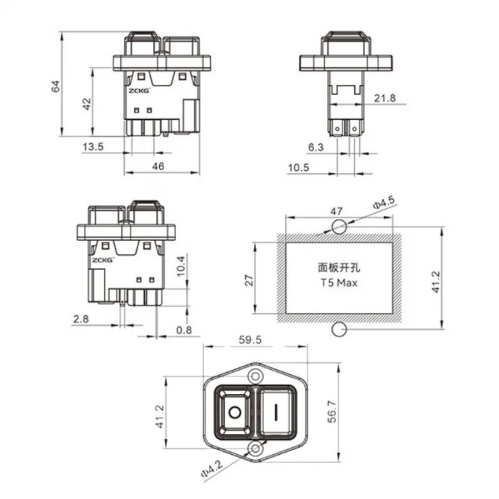 ZCD-02H 5-Pin Elektromanyetik Switch