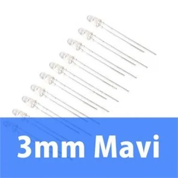 3mm Şeffaf Mavi Diyot LED