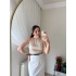 Boğazlı Kolsuz Bluz Bej