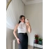Boğazlı Kolsuz Bluz Ekru