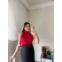 Boğazlı Kolsuz Bluz Kırmızı