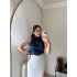 Boğazlı Kolsuz Bluz Lacivert