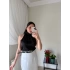 Boğazlı Kolsuz Bluz Siyah