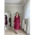 Kruvaze Belden Oturtmalı Şifon Elbise Bordo