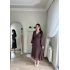 Kruvaze Belden Oturtmalı Şifon Elbise Kahve