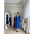Kruvaze Belden Oturtmalı Şifon Elbise Saks