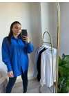 Oversize Poplin Gömlek Saks