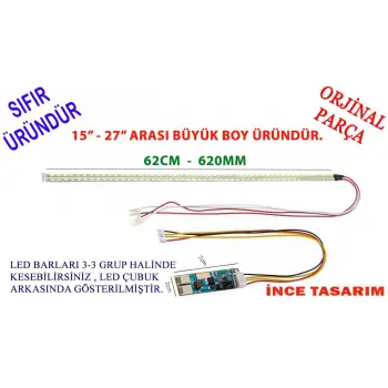 15-27 İNÇ ARASI, UNIVERSAL MONITOR LED , üniversal monitör ledi seti + invertör kart + florasan yerine led 15 - 27 ARASI