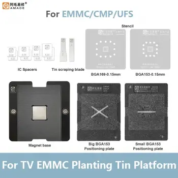 EMMC, STENCIL, Amaoe, Phone, TV, EMMC, 4 In 1, Reballing, Stencil, Jig, Platform, Televizyon , Emmc,Kalıplama, Seti