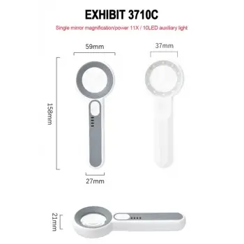 BÜYÜTEÇ, TYPE-C SARJLI, 10 LED IŞIKLI, BÜYÜTEÇ , 11X BÜYÜTME, MAGNIFIER