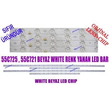TCL, 55C725, 55C721, 55C728, LED BAR, BACKLIGHT, PANEL LEDLERİ, 55C725 A 2X24 1026, 55C725 B 2X12 1014, LVU550NDEL, CS9W66 V2, ST5461D12-6