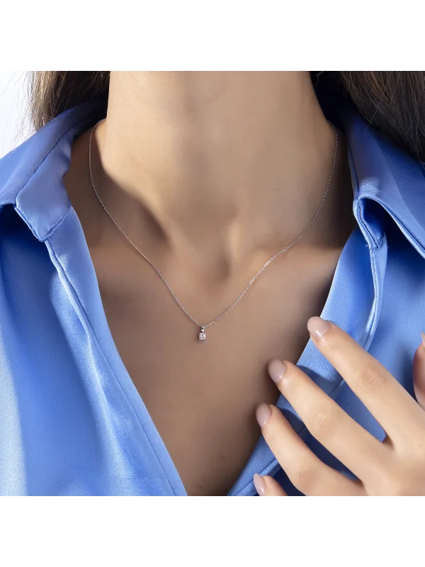 0.11 Ct F SI 1.65 gr 14 K JWD Pırlanta Tek Taş Kolye