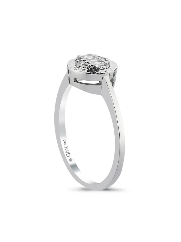 0.12 Ct F SI 2.05 gr 14 K JWD Pırlanta Baget Yüzük