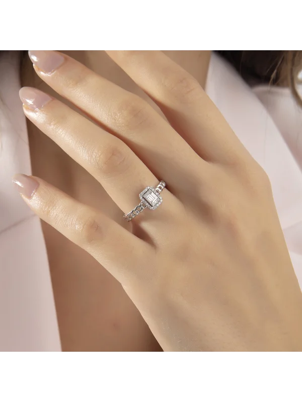 0.18 Ct F SI 2.08 gr 14 K JWD Pırlanta Baget Yüzük