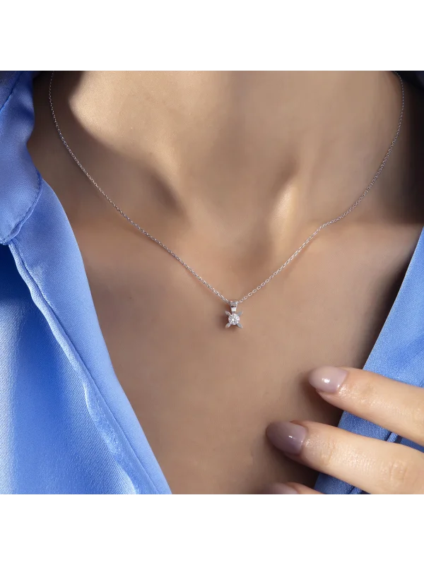 0.20 Ct F SI 2.17 gr 14 K JWD Tek Taş Kolye