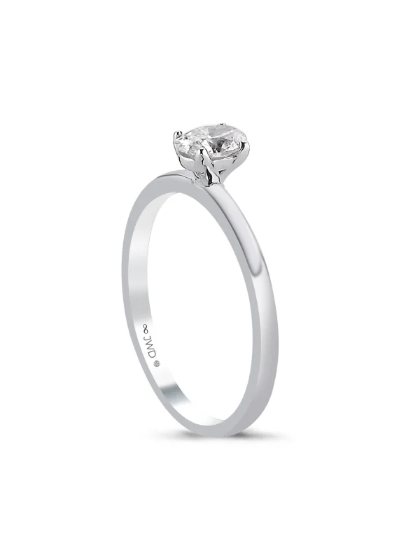0.39 Ct F SI 1.99 gr 14 K JWD Pırlanta Oval Tek Taş Yüzük
