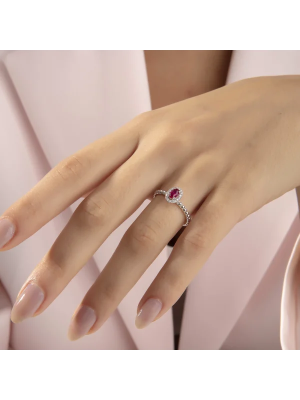 0.51 Ct F SI 2.11 gr 14 K JWD Pırlanta Yakut Yüzük