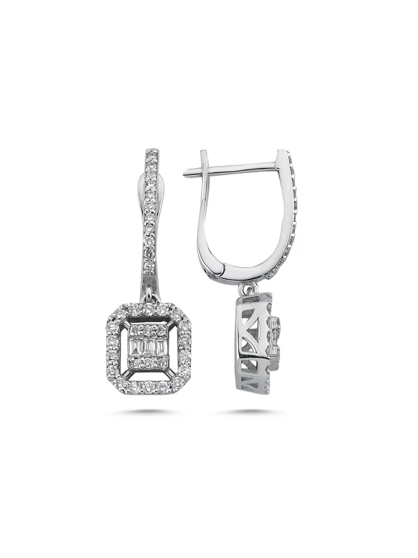 0.54 Ct F Vs-SI 2.03 gr 8 K JWD Pırlanta Baget Küpe