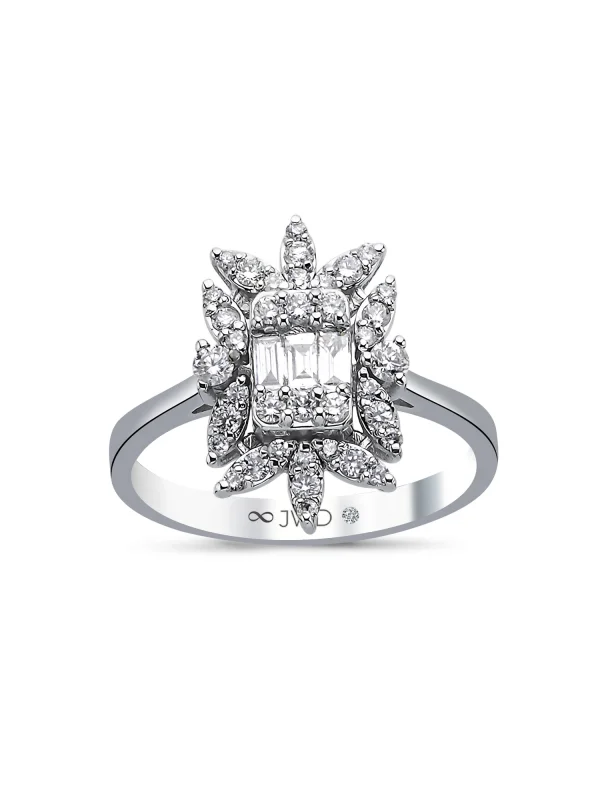 0.56 Ct F SI 3.02 gr 14 K JWD Pırlanta Baget Yüzük