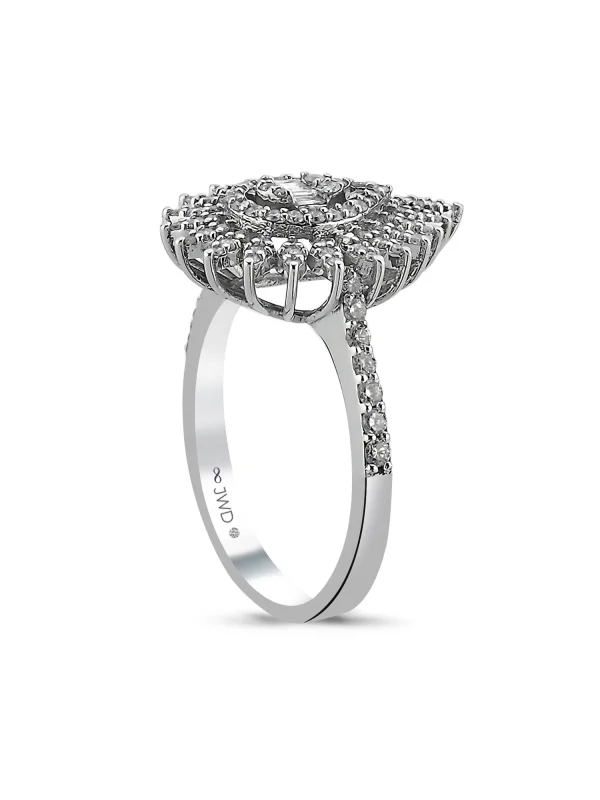 0.58 Ct F SI 3.42 gr 14 K JWD Pırlanta Baget Yüzük