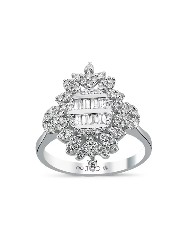 0.59 Ct F SI 3.98 gr 14 K JWD Pırlanta Baget Yüzük