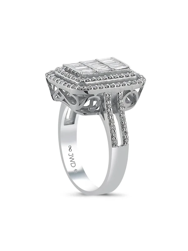 0.80 Ct F SI 4.64 gr 14 K JWD Pırlanta Baget Yüzük