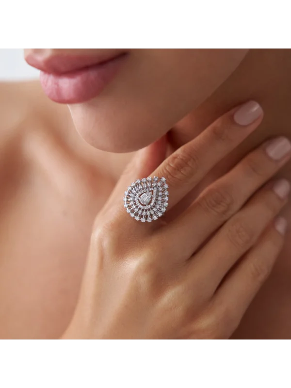 0,86 Ct F SI Pırlanta Baget Yüzük