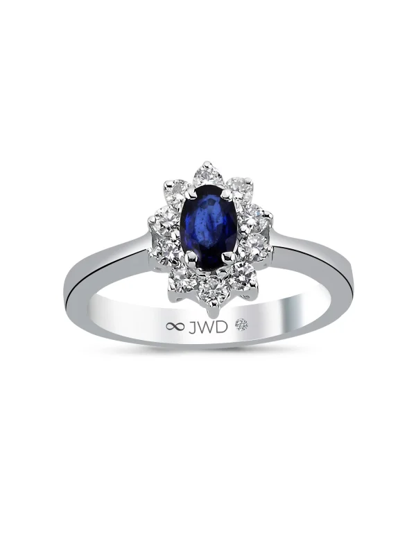 0.88 Ct F SI 3.95 gr 14 K JWD Pırlanta Safir Yüzük