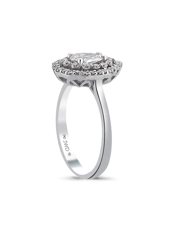 0,88 Ct F SI Pırlanta Damla Yüzük